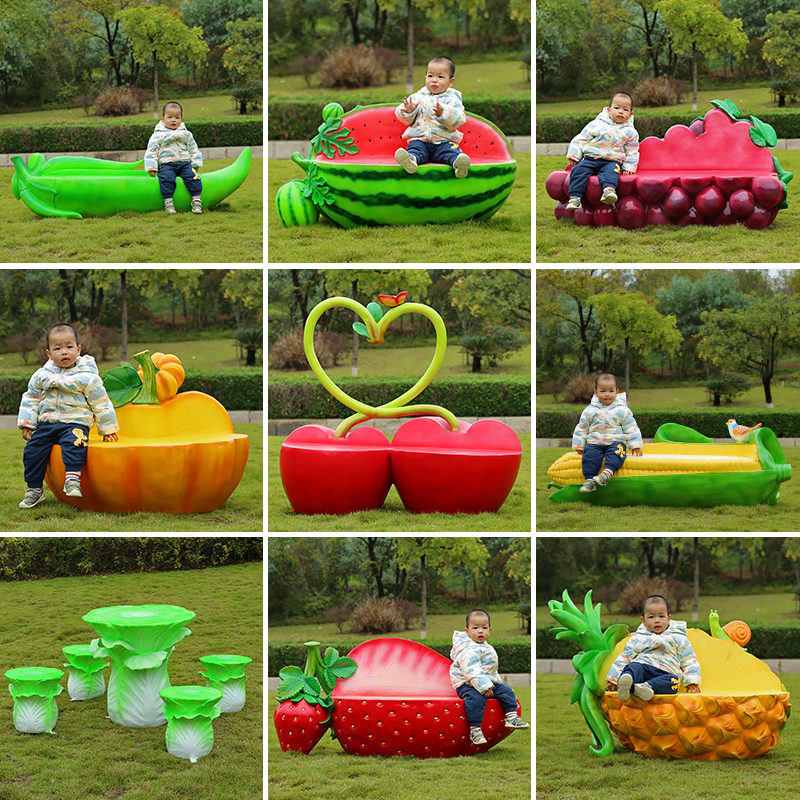 GRP Chair Creative Fruit Vegetable Sitting Stool Kindergarten Mall Beauty Chen Decoration Outdoor Public Casual Stool-Taobao