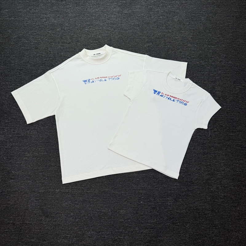 Aw King 25Ss Retro Faded Distressed Letter Logo Unisex Loose Drop Shoulder Short Sleeve T-Shirt Awkhgnn