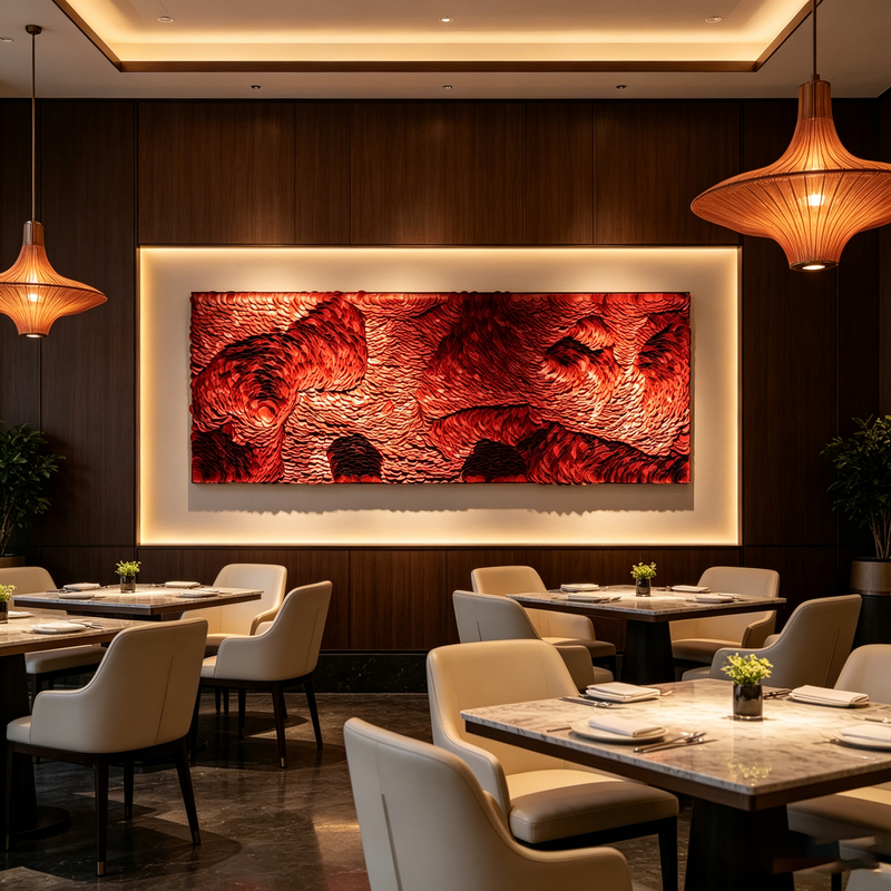 Modern Decorative Painting, High-End Red Leather Three-Dimensional Installation, Hotel Restaurant Private Room Villa Background Wall Hanging Painting Modern Decorative Painting, High-End Red Leather Three-Dimensional Installation, Hotel Restaurant Private Room Villa Background Wall Hanging Painting