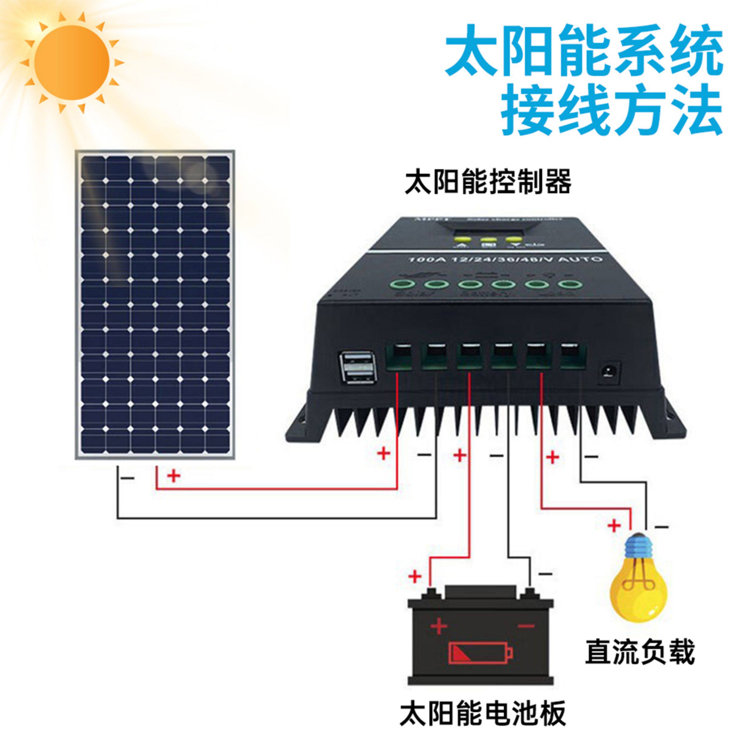 Зарядное устройство 12v24v36v48v全自动通用型充锂电铅酸光伏板发电mppt太阳能控制器