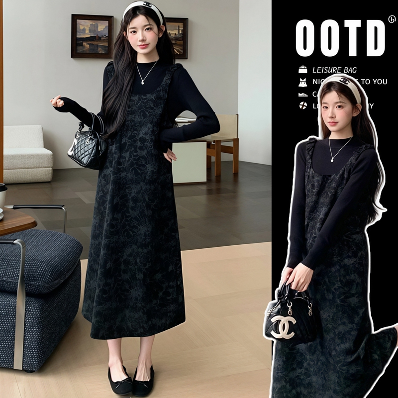 Pregnant Women's Outfits ~ Stylish Maternity Wear for Pregnancy, Autumn Suit, Retro High-End Tie-Dye Suspender Dress Two-Piece Set Pregnant Women's Outfits ~ Stylish Maternity Wear for Pregnancy, Autumn Suit, Retro High-End Tie-Dye Suspender Dress Two-Piece Set