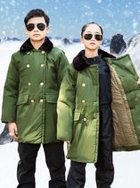 Old army cotton green coat children thickened medium and long northeast boy cotton clothing children anti-cold warm cotton winter