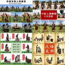 Customized fiberglass imitation copper figure sculpture cast copper celebrity name tea art pharmaceutical farming blacksmithing garden ornaments