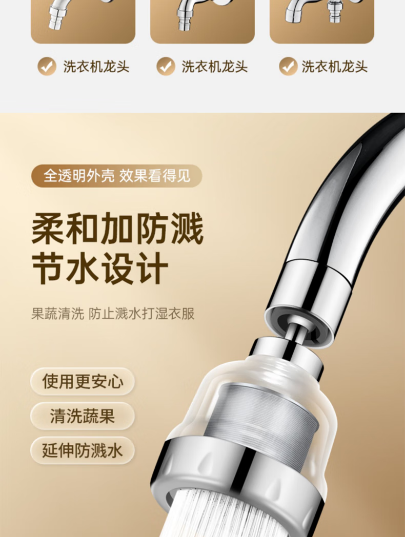 Фильтр для воды 水龙头过滤器家用宿舍自来水过滤嘴厨房龙头延伸器增压防溅头神器