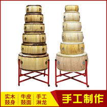 Log drum chun wood white stubble drum authentic yellow cowhide drum big drum cowhide drum solid wood drum temple drum gong drum small hall drum