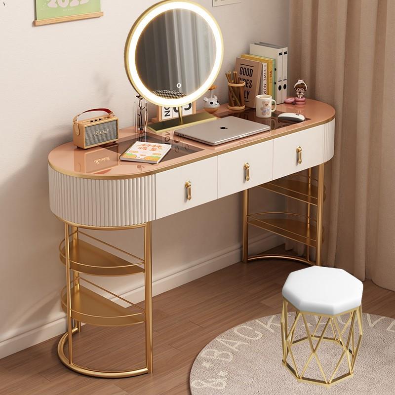 Light Luxury Dressing Table, Popular on Instagram, Nordic Minimalist Style, Suitable for Small Apartments, Integrated Storage Cabinet, Glass Makeup Table Light Luxury Dressing Table, Popular on Instagram, Nordic Minimalist Style, Suitable for Small Apartments, Integrated Storage Cabinet, Glass Makeup Table