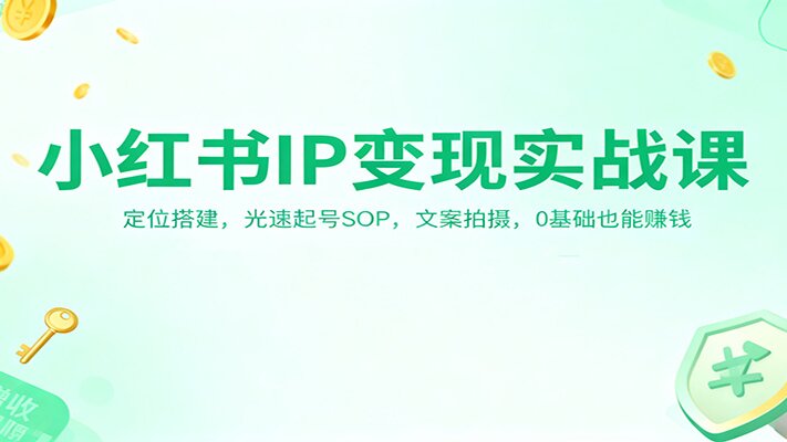 小红书IP变现实战课程：定位搭建，光速起号SOP，文案拍摄，0基础也能赚钱