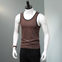 Summer heavy-pound vest base Wearing Lap Series Sleeveless Men Tight Fit Sweatshirt Pure Color Vest Pure White Tide