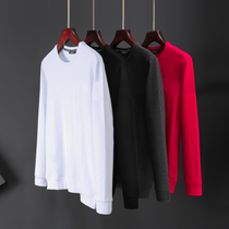 Solid color loose sweater bottoming shirt autumn and winter new mens long-sleeved t-shirt with a single dress round neck tide brand