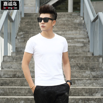 Jiacheng bird white short sleeve summer new mens T-shirt solid color large size summer half sleeve Tide brand black and white body tide