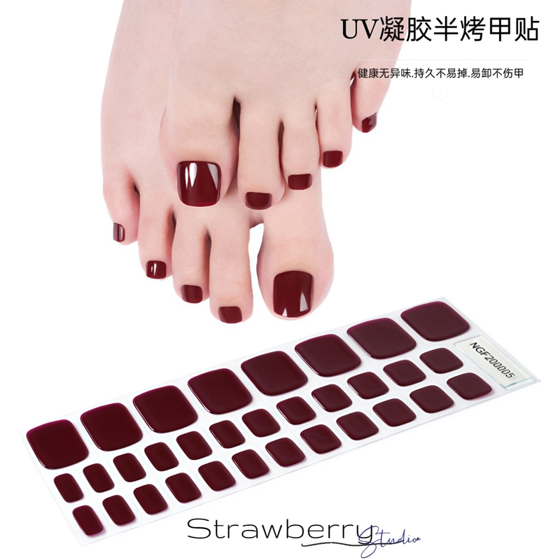 Uv Gel Semi-Cured Toenail Stickers Nail Polish Film Nail Stickers 2025 Red Phototherapy
