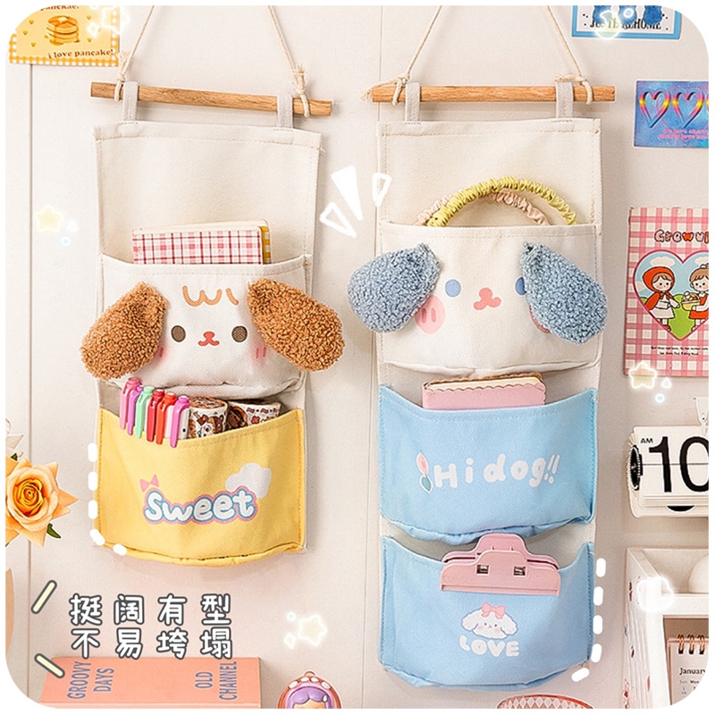 Large Capacity Cloth Art Collection Bag Finishing Bag Hanging Wall Placement Bag Multilayer Sub-Format Dormitory Storage Classified Hanging Bag-Taobao