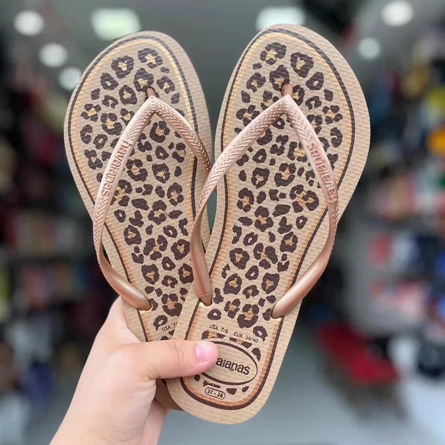 26 новых brazilian genuine havaianas тонкие ремешки леопардовый принт низкие сланцы без резиновой подошвы для женщин casual flip flops