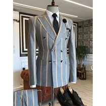 New arrival wide stripe mn suits peakered lapel Custom Made s