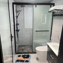 One-line bathroom dry and wet steel separation pull-off custom shower room sliding door stainless aluminum alloy sliding gold glass door