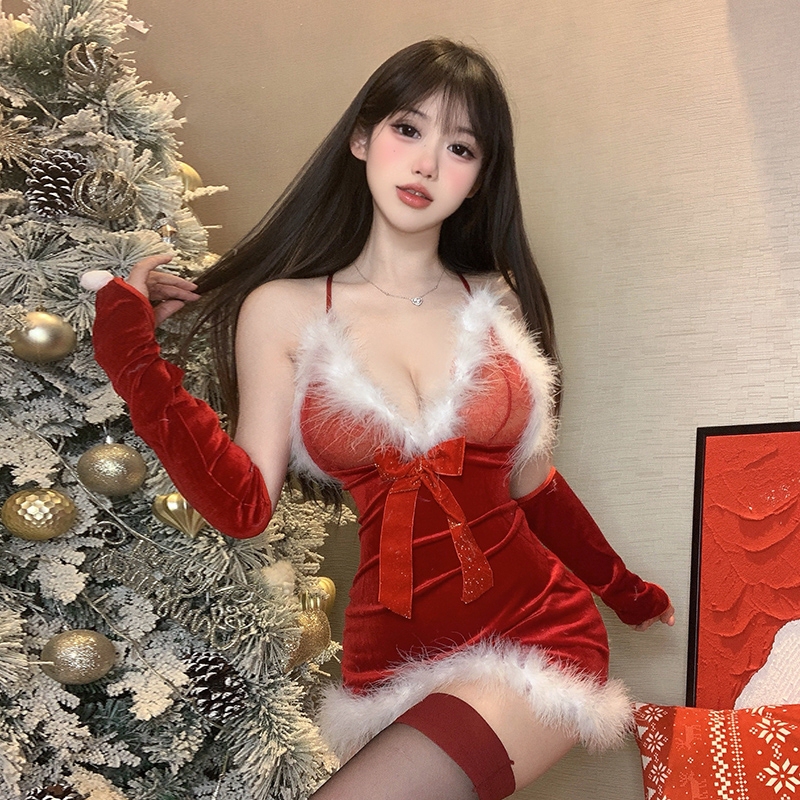 Atmospheric Autumn and Winter New Year's Outfit, Plush Christmas Costume, Cosplay, Feminine Uniform, Lingerie, Pure Desire Style Pajamas Atmospheric Autumn and Winter New Year's Outfit, Plush Christmas Costume, Cosplay, Feminine Uniform, Lingerie, Pure Desire Style Pajamas