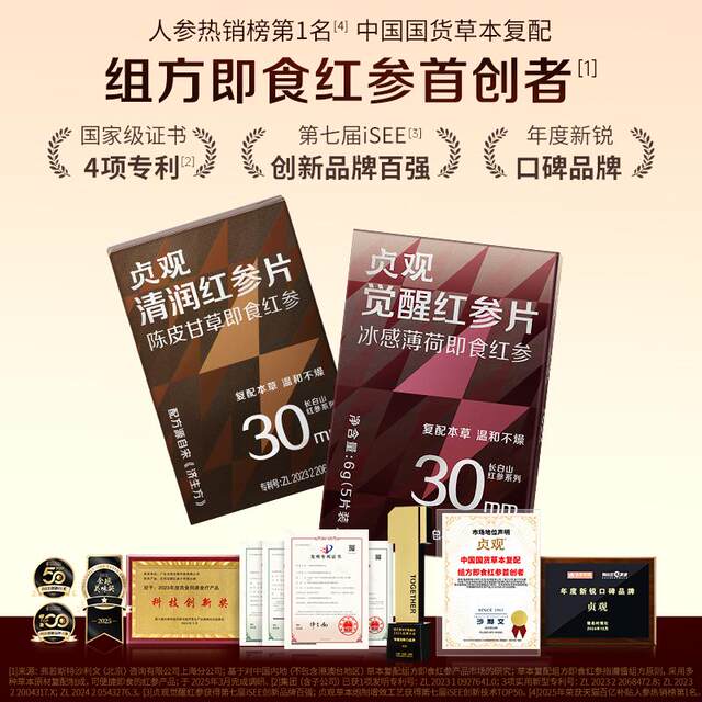 [Store Bestsellers]Officially Produced by Guanzhan, Zhen Guan Qing Run Instant Red Ginseng Slices Nourishing Changbai Mountain Awakening Ginseng Gift Box