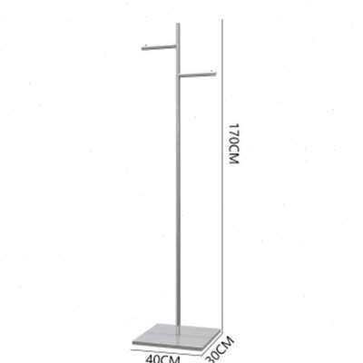 의류 매장 플로어 스탠딩 스테인레스 스틸 브러시 실버 중공 강철 막대 옷 걸이 플로어 스탠딩 디스플레이 브러시 디스플레이 스탠드