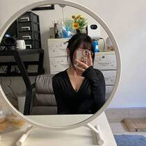 Large desktop makeup mirror with LED light student dormitory desktop style dressing table mirror bedroom fill light round mirror