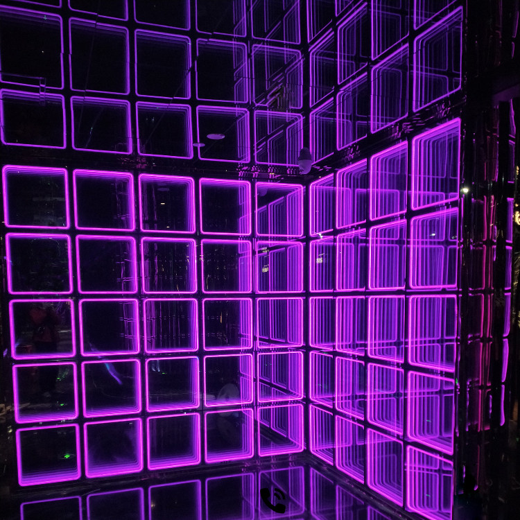 Abyss light Thousand Layers Mirror Neon light luminous character Bar background wall Brick Floor Tiles Mirror Tunnel Styling Décor Décor-Taobao