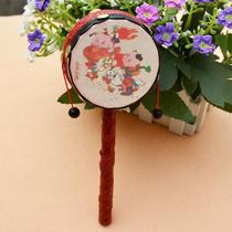 High-quality infant and toddler hand-cranked rattle 19cm environmentally friendly plastic loud sounding peace auspicious drum best-selling model