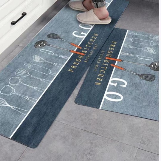 Kitchen Floor Mat, Household Bathroom and Powder Room Absorbent Non-Slip Mat, Fresh Bedside Rug, Entryway Carpet, Long Strip Door Mat