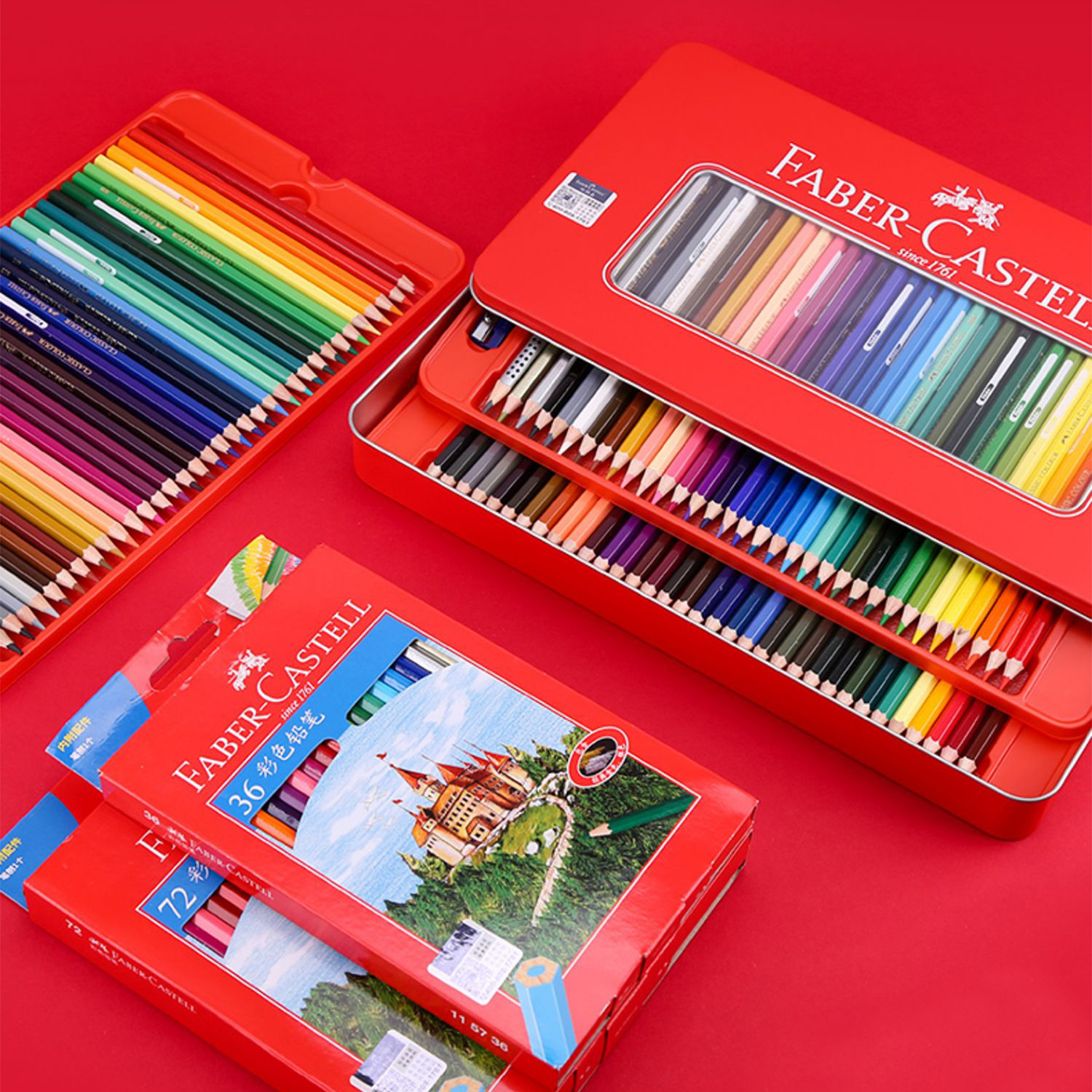 ドイツ製ファーバーカステル油性色鉛筆 36色 48色 72色 100色 キャッスルシリーズ色鉛筆 消せる色鉛筆 美術学生向け プロフェッショナルアニメ描画セット 初心者向け描画