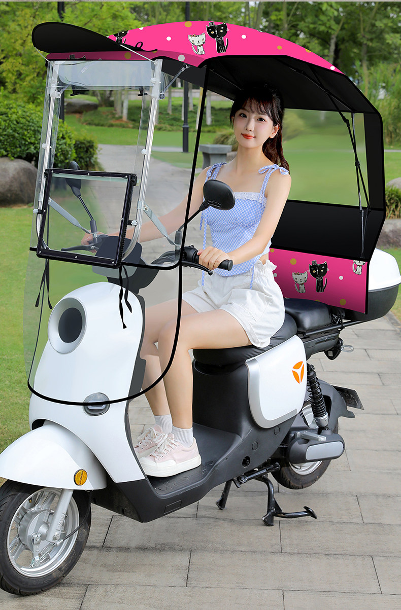 New Electric Car Canopy Removable Folding Shrink Canopy Sunscreen Motorcycle Thickened Windproof Sunshade Canopy