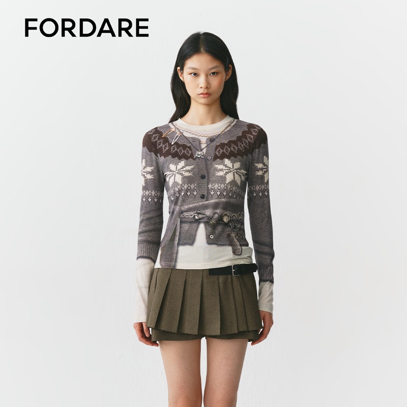 Fordare/Fudie 26 Autumn/Winter 3D Printed Fair Isle Knit Top Fordare/Fudie 26 Autumn/Winter 3D Printed Fair Isle Knit Top