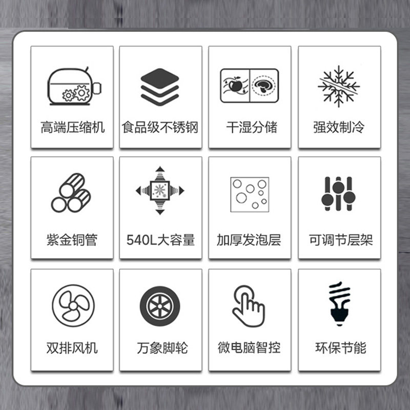 Double-Door Refrigerator Commercial Refrigeration Air-Cooled Frost-Free Dual-Temperature Two-Door Freezer Insert-Type Baking Stainless Steel Two-Door Freezer