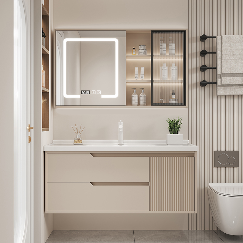 Cream Wind Integrated Ceramic Basin Bath Room Cabinet Combination Modern Simple Toilet Washbasin Washbasin Cabinet Washstand-Taobao
