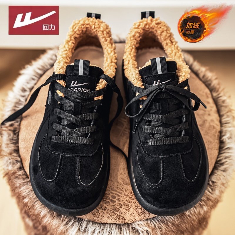 Pull-Back Men's Birkenstock Shoes, Winter Fleece-Lined, Thickened, Warm, Lace-Up, Casual Office Cotton Shoes, Youth Sneakers