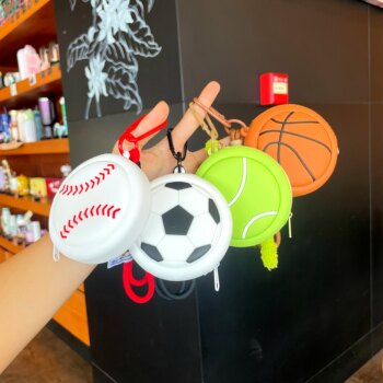 New Coin Purse Sports Series Cute Tennis Basketball Football Shape Silicone Storage Bag Creative Gift Pendant
