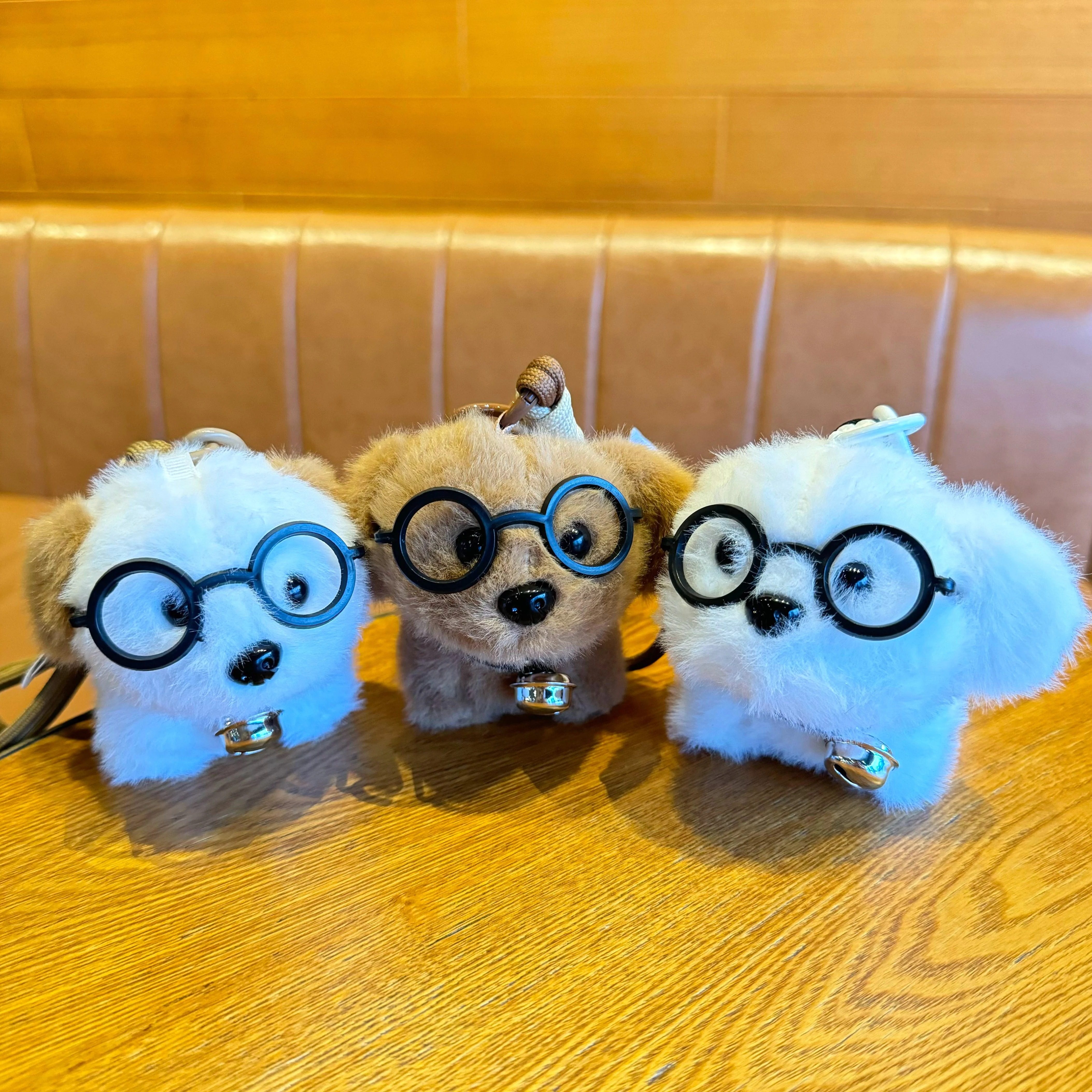 Cute Dog Glasses, Puppy Bell, Plush Doll, Creative Keychain, Puppy Bag Pendant, Small Gift for Boys