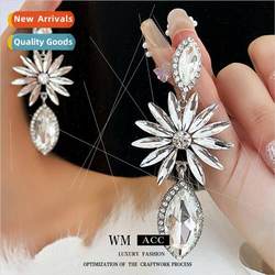 lver needle wh diamonds oval flower drop earrings e