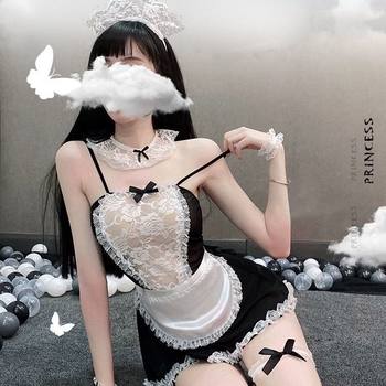 ຄູ່ຜົວເມຍ lingerie ແມ່ຍິງ sexy ເຄື່ອງແບບ maid outfit ລໍ້ລວງຫຼິ້ນບົດບາດ