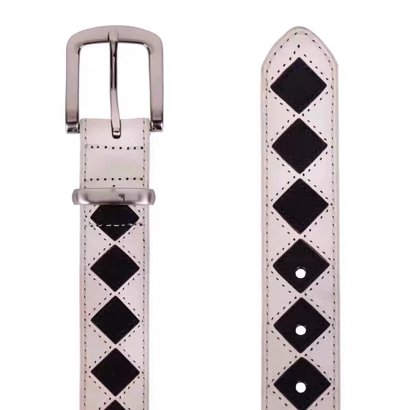 Cgyyds Independent 22Ss Checkerboard Belt with Diamond Pattern and Double Stitching ins Trendy Retro Versatile Korean Style Belt