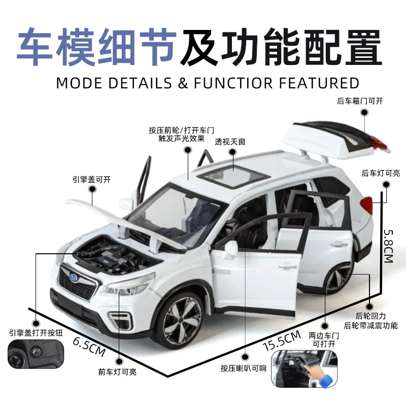 Модель автомобиля 1/24 Subaru Forester из алюминиевого сплава STI Impreza WRX LEGACY Outback XV