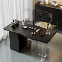 New Chinese style log solid wood balcony tea table and tea tray integrated tea table and chair combination modern simple small apartment home