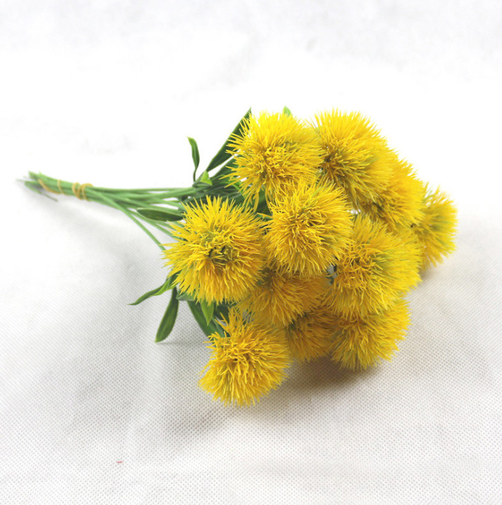 Dandelion single branch plastic shallot ball flower emulation plastic flower simulation green onion ball simulation embroidered ball flower micro-landscape