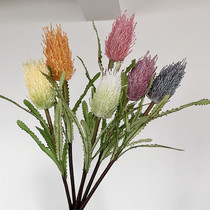 Single-branch flocking bodhi flower simulation flower Poseidon flower fake flower plastic decorative flower planting stupa hotel large flower arrangement