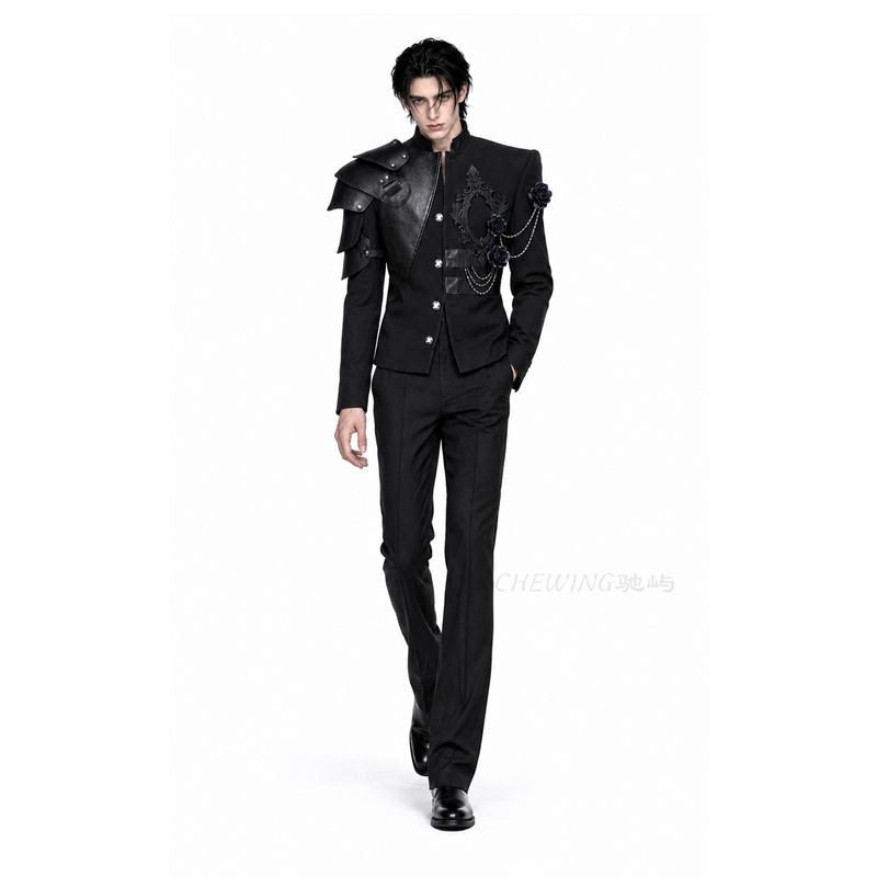 Chi Yu【Dark Armor Mirror Rose】Wide-Shoulder, Narrow-Waist Suit, High-End Men's Jacket with a Structured Design and a Tailored Waist