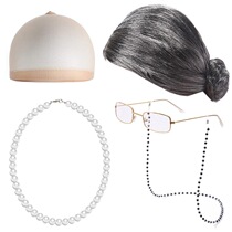 Live broadcast room props anchor dress up perform shoot video old lady wig suit grandma grandpa middle-aged and elderly people