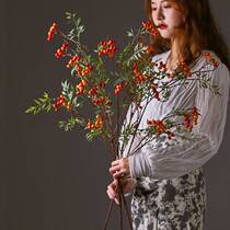 Direct selling Marsan fruit leaf branches artificial flowers living room large bunch of floor-standing ornaments autumn fruit branches fortune fruit fake flowers