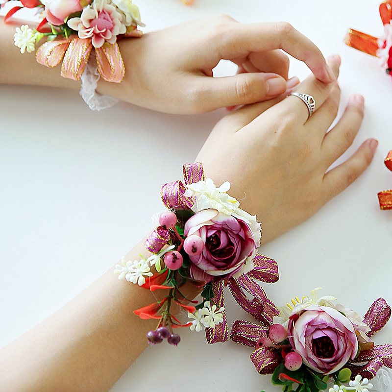 Bride Lang sister group beautiful Sen department wrist wreath Female Korean wedding bridesmaid Wedding hand flower accessories small fresh