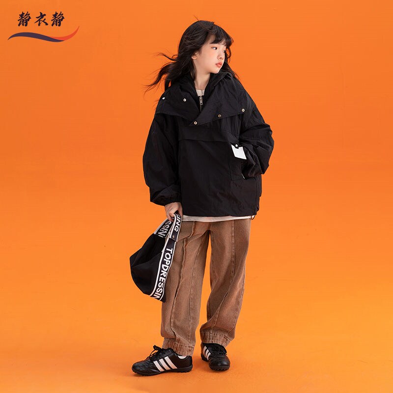 Girl jacket Spring and autumn paragraph 2023 new girl foreign air blouses autumn clothes children's fall jacket big children submachine clothes-Taobao