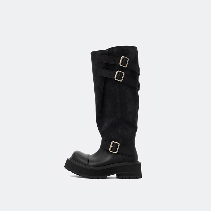 Sonder Plan Long Engineer Boots Suede Long Boots Retro Slouch Boots Work Boots Wide Shaft Slimming Sonder Plan Long Engineer Boots Suede Long Boots Retro Slouch Boots Work Boots Wide Shaft Slimming