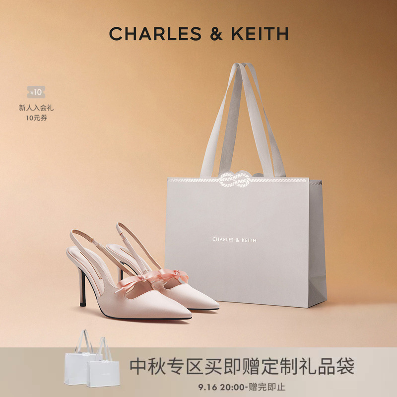 [Mid-Autumn Festival Gift] Charles&Keith Spring Ck1-60361556 Satin Bow High Heels Wedding Shoes