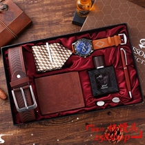 Men gift wallet tie perfume cufflink belt quartz watch 7pcs