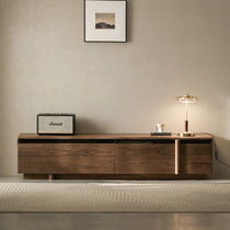 Nordic Japanese solid wood TV cabinet black walnut modern minimalist home living room small apartment floor-standing coffee table combination